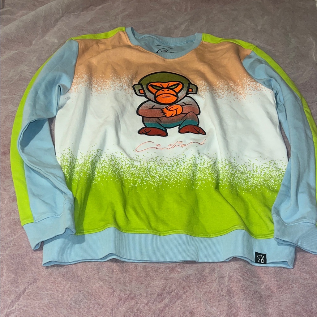 Civilized Mens Sweatshirt Embroidered Monkey Size 2xl Brand New